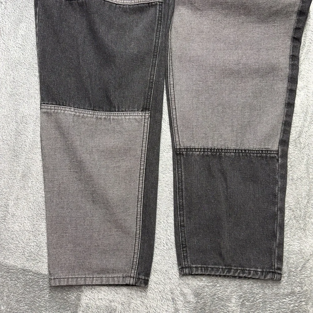 Patchwork Jeans Men's Size 34x26 Black Gray Colorblock Straight Denim‎ Pants